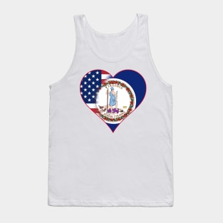 State of Virginia Flag and American Flag Fusion Design Tank Top